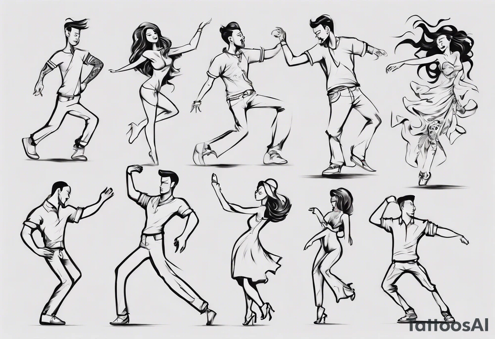 Dancing guy and girl tattoo idea