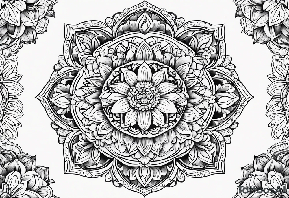 Mandala with freshia flowers tattoo idea