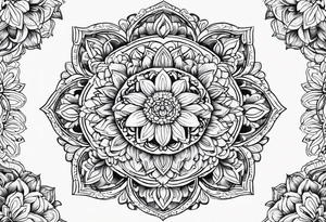 Mandala with freshia flowers tattoo idea