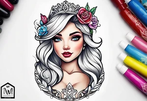 girl toddler made into a disney princess tattoo idea