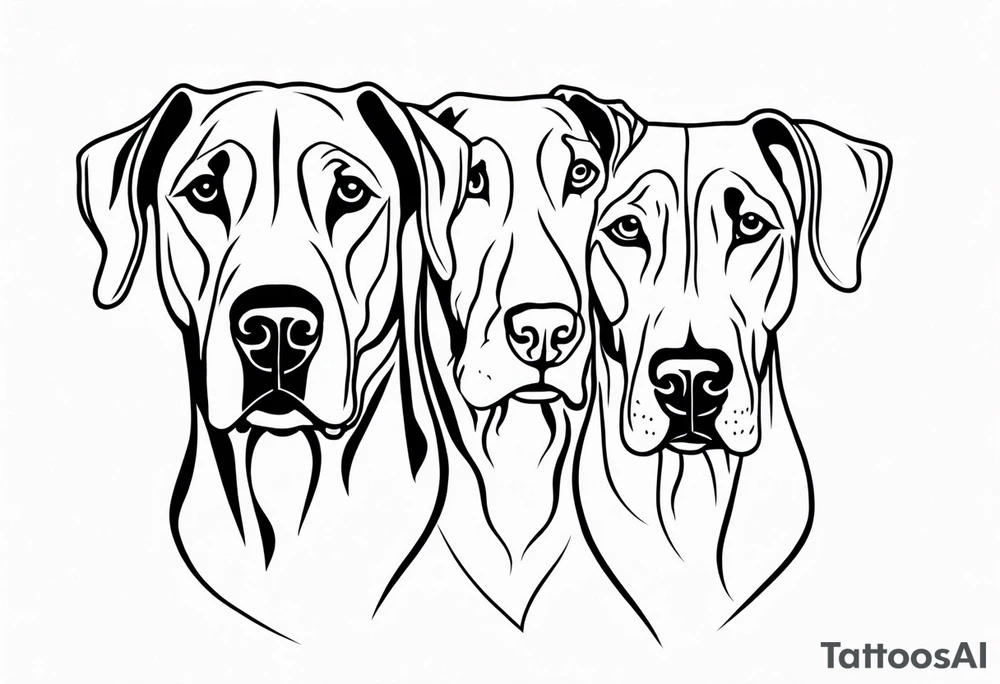 4 Great Danes together tattoo idea