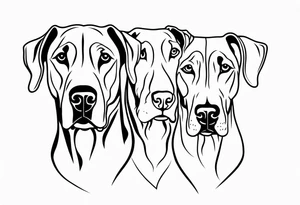 4 Great Danes together tattoo idea