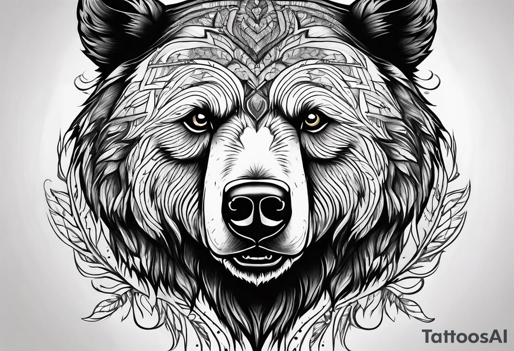 Bear face tattoo idea