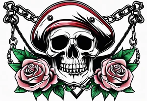 Pirate flags with chains and roses tattoo idea