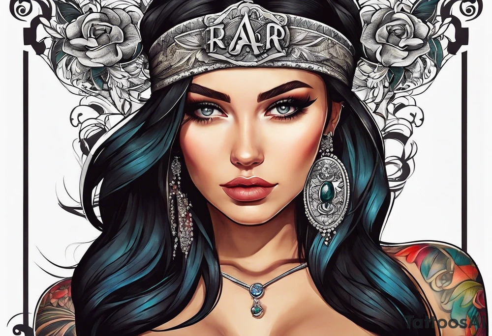 A headband with the letters A R in the middle tattoo idea