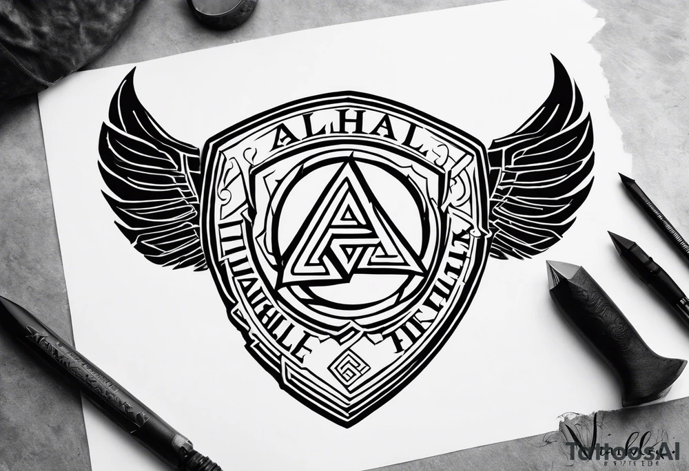 Valhalla shield valknut axe steps tattoo idea