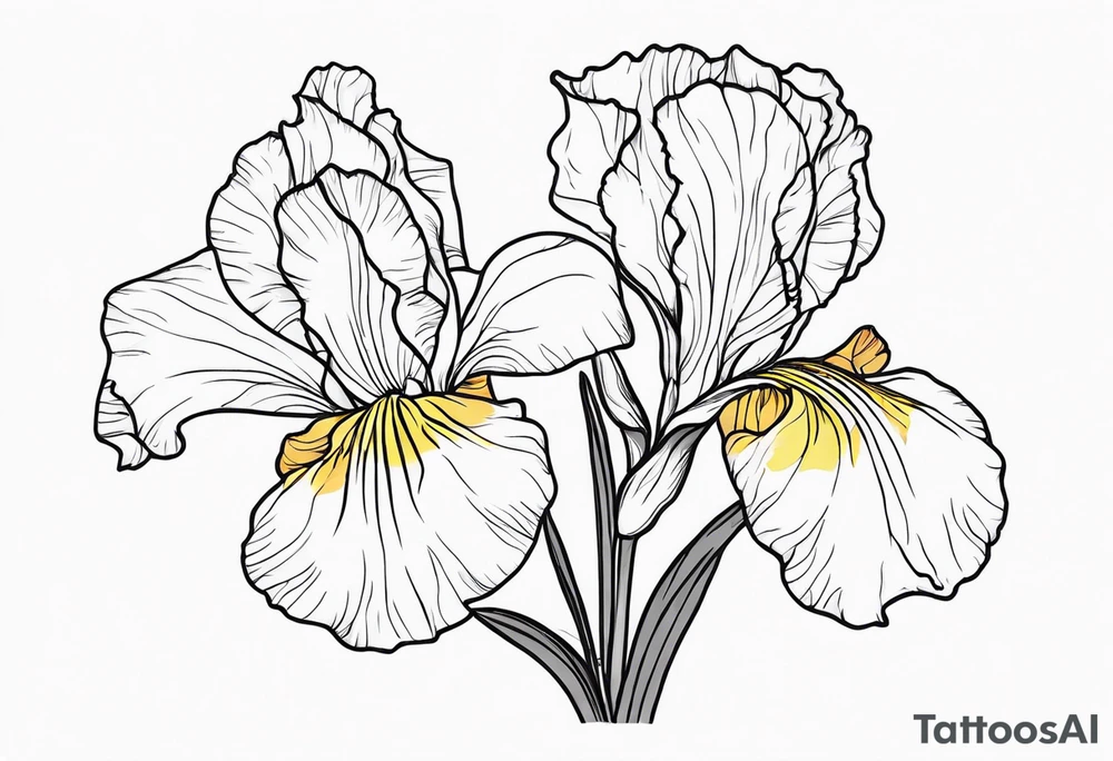 Iris and marigold flower together tattoo idea