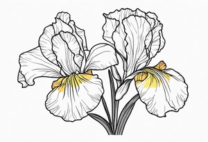 Iris and marigold flower together tattoo idea