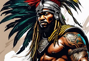 jamaican warrior into Spartan soldier tattoo idea