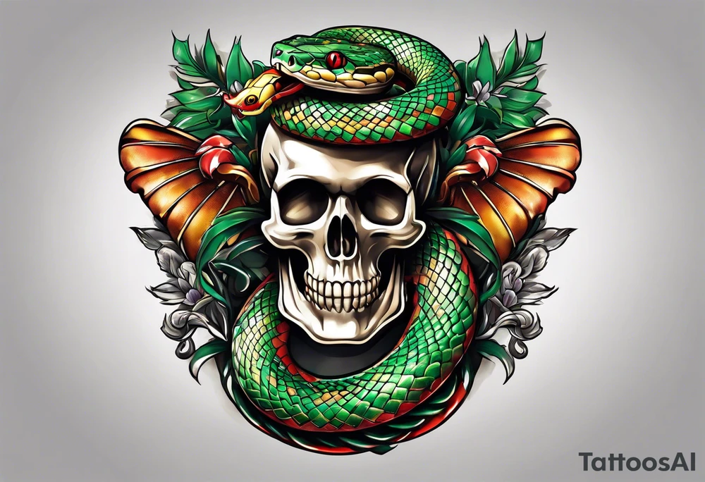 snake around caduceus symbol tattoo idea