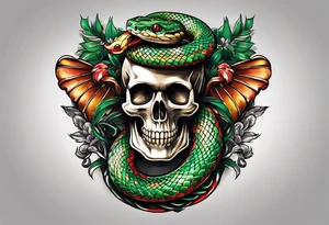 snake around caduceus symbol tattoo idea