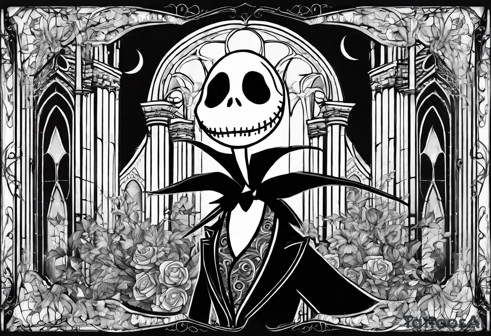Jack Skellington with duomo of milano tattoo idea
