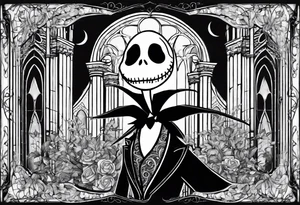 Jack Skellington with duomo of milano tattoo idea