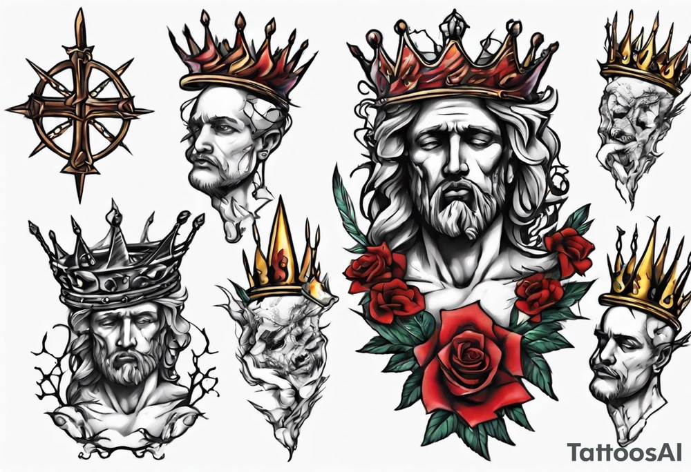 Bust of David with crown of thorns tattoo idea