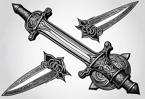 Sword with scale as handle tattoo idea