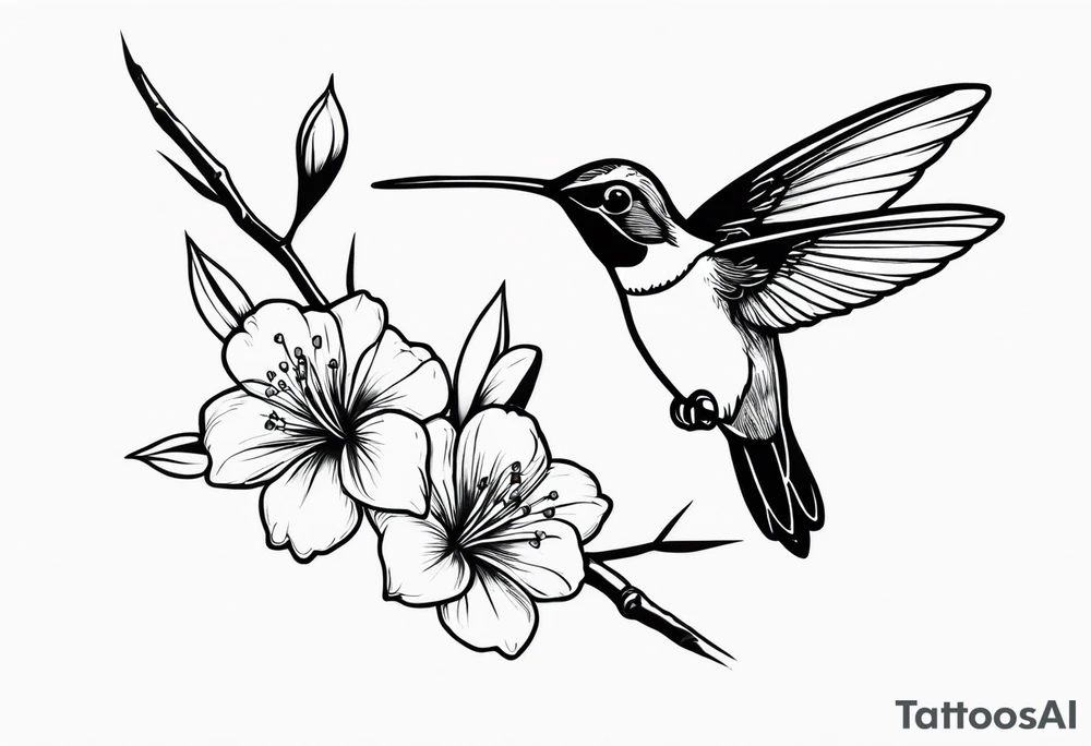 Propose moi un tatouage dans le dos les éléments sont : colibri carte de la Martinique fleur de prunus du Japon tattoo idea