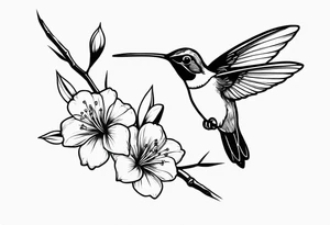 Propose moi un tatouage dans le dos les éléments sont : colibri carte de la Martinique fleur de prunus du Japon tattoo idea