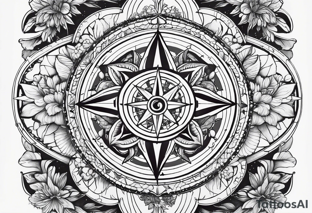 Compass , flower, sea tattoo idea
