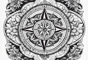 Compass , flower, sea tattoo idea