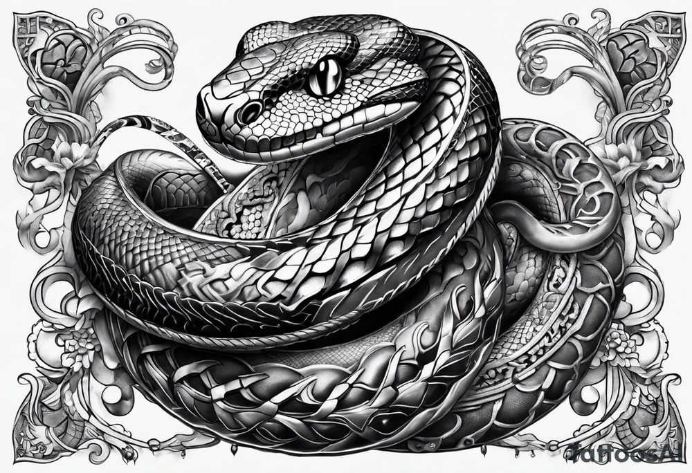 three headed snake in steampunk tattoo idea