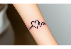 Bright colored ambigram words tattoo idea