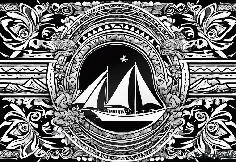 4" wide arm band in traditional hawaiian style with outline of hawaii island tattoo idea