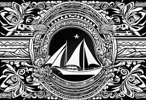 4" wide arm band in traditional hawaiian style with outline of hawaii island tattoo idea