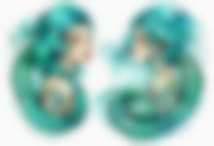 A beautiful mermaid-serpent hybrid with turquois scales and teal hair. tattoo idea
