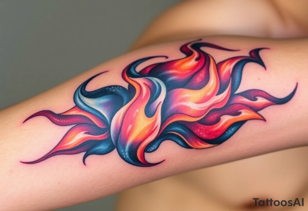 huge and large powerfull flames tattoo idea