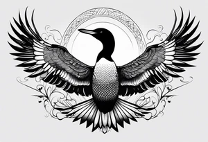 A loon with its wings spread tattoo idea
