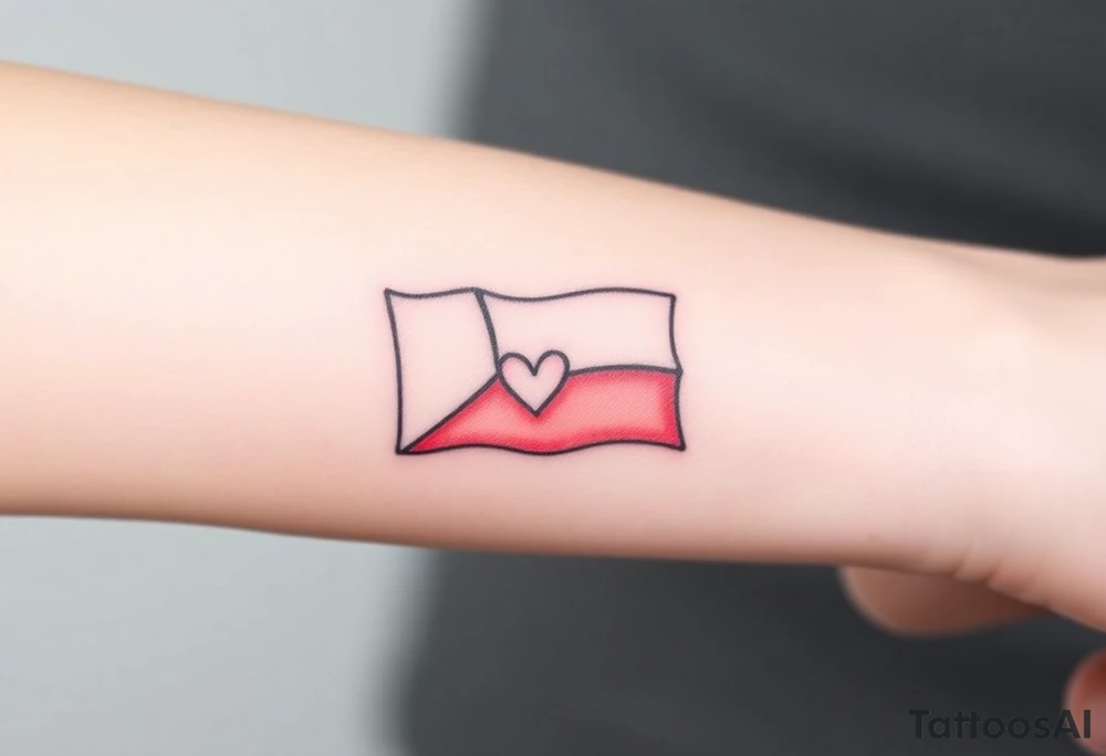 A minimalist Czech flag outline, with delicate shading and a small heart incorporated into the design. tattoo idea