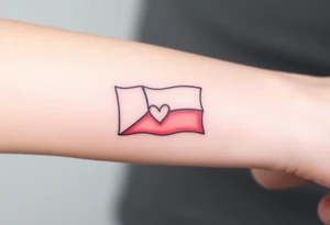 A minimalist Czech flag outline, with delicate shading and a small heart incorporated into the design. tattoo idea