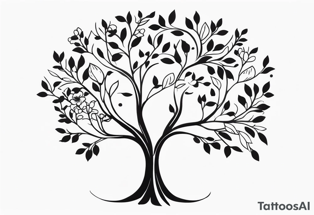 small feminine minimalist tattoo of tree with leafs and flower on wrist tattoo idea