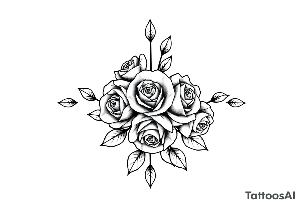 Small Roses filling up the inside of an lateral diamond shape tattoo idea