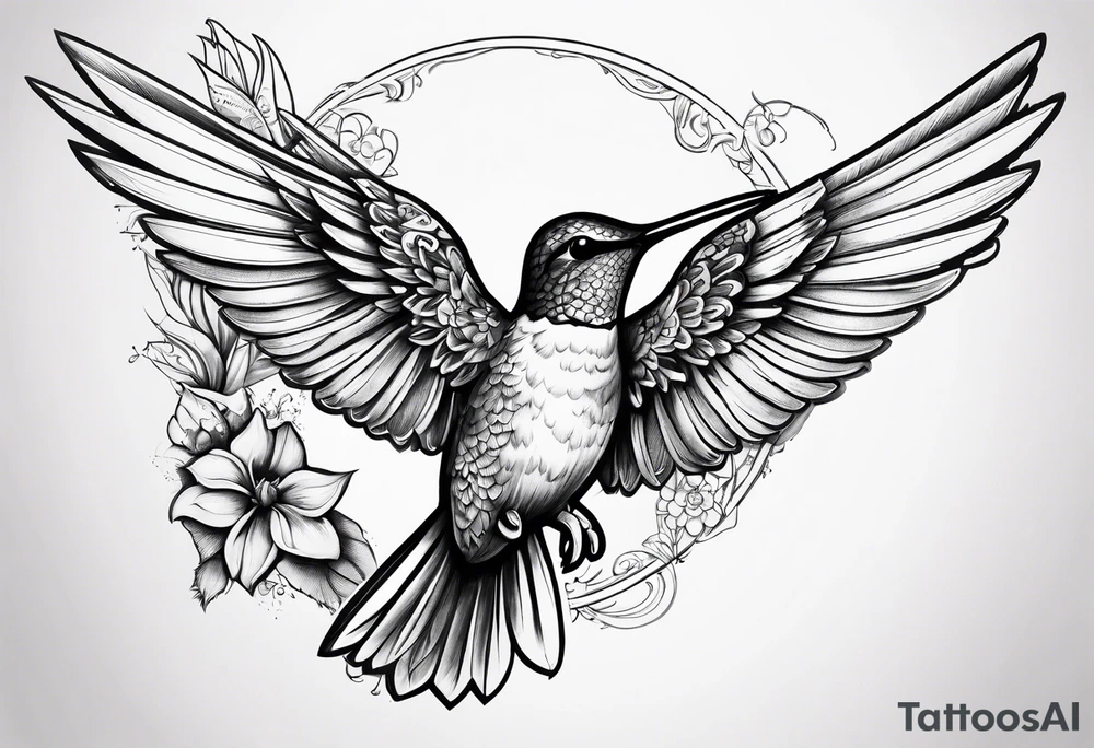 hummingbird with fallen angel tattoo idea