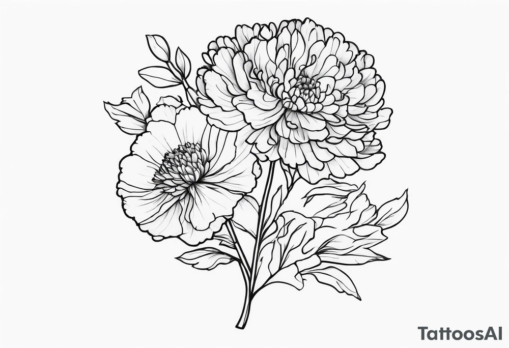 Bouquet with carnation
, chrysanthemum tattoo idea