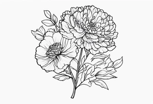 Bouquet with carnation
, chrysanthemum tattoo idea