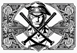 Zoro one piece tattoo to get on my forearm about 5-7 cm in length tattoo idea