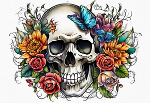Skeletons and Flowers tattoo idea
