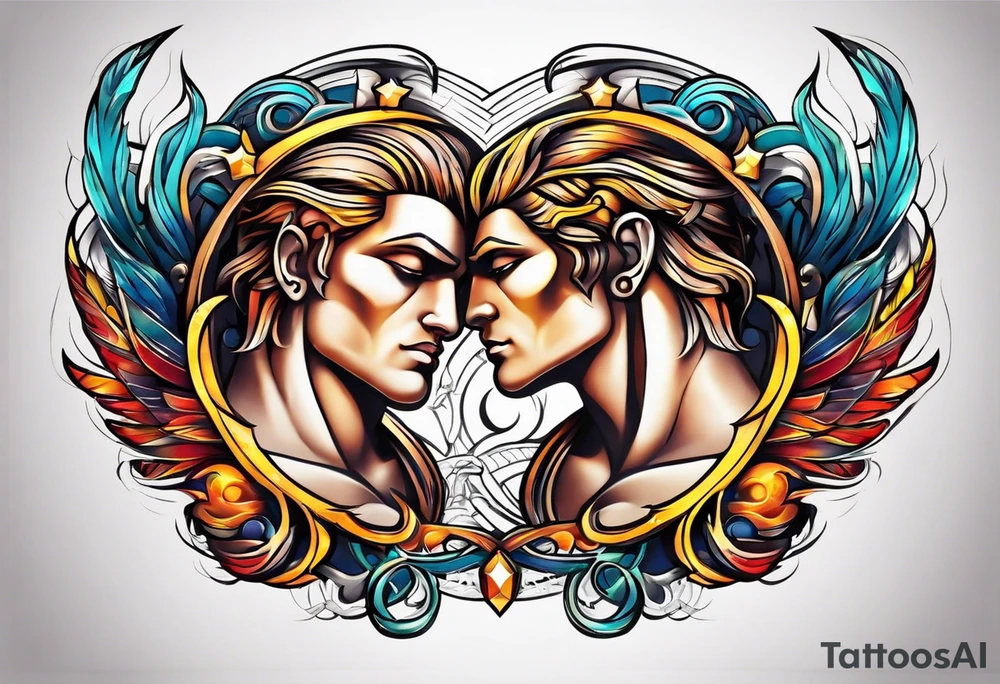 Gemini twins male symbol tattoo idea