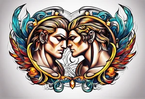 Gemini twins male symbol tattoo idea