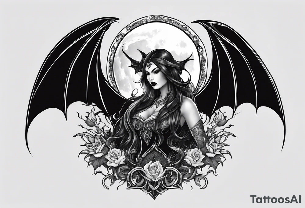 Mythic vampire emperrior and moon and bat tattoo idea Mythic vampire emperrior and moon and bat tattoo idea