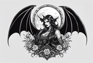 Mythic vampire emperrior and moon and bat tattoo idea
