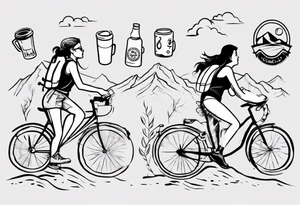 two girls, coffee, hiking, cycling, beer, gym tattoo idea