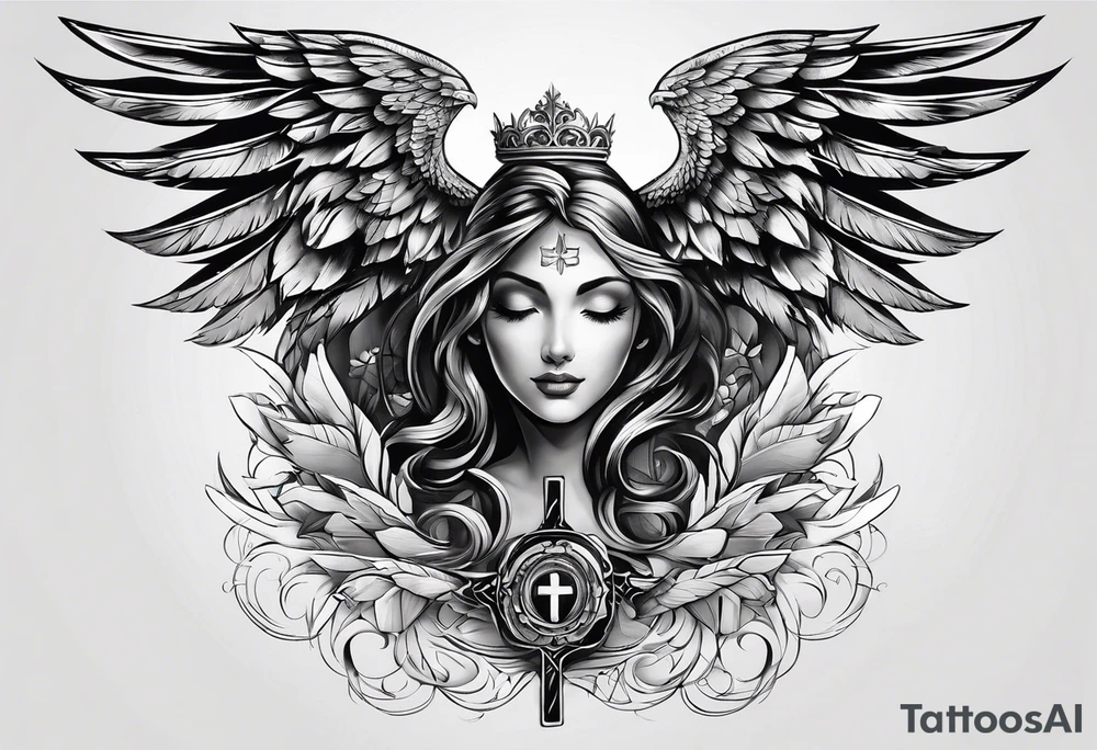 chest Christianity and wings tattoo idea