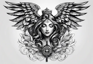 chest Christianity and wings tattoo idea