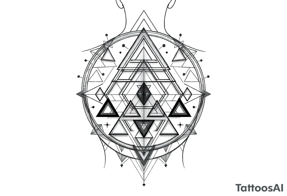 Geometric, triangles, lines, circles back tattoo tattoo idea