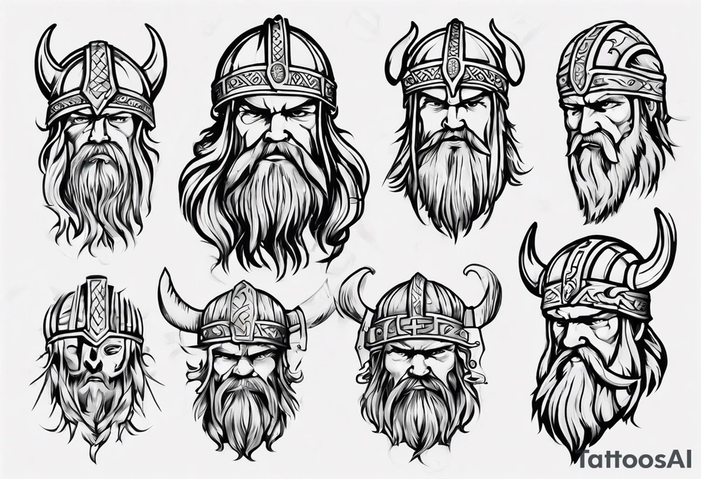 I want a detailed tattoo of a viking head with the company name “Viking Customs” incorporated in the design tattoo idea