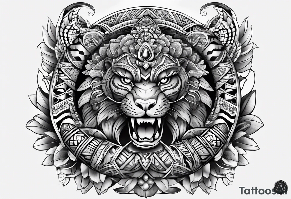 aztec snake sleeve tattoo idea