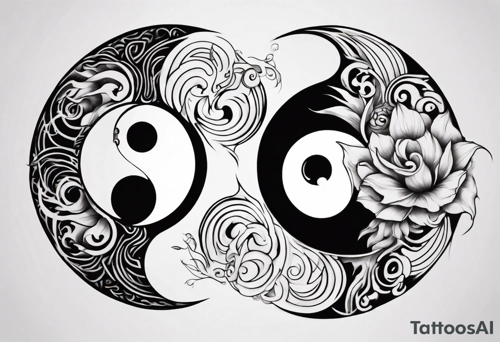 Abstract yin and Yang tattoo idea